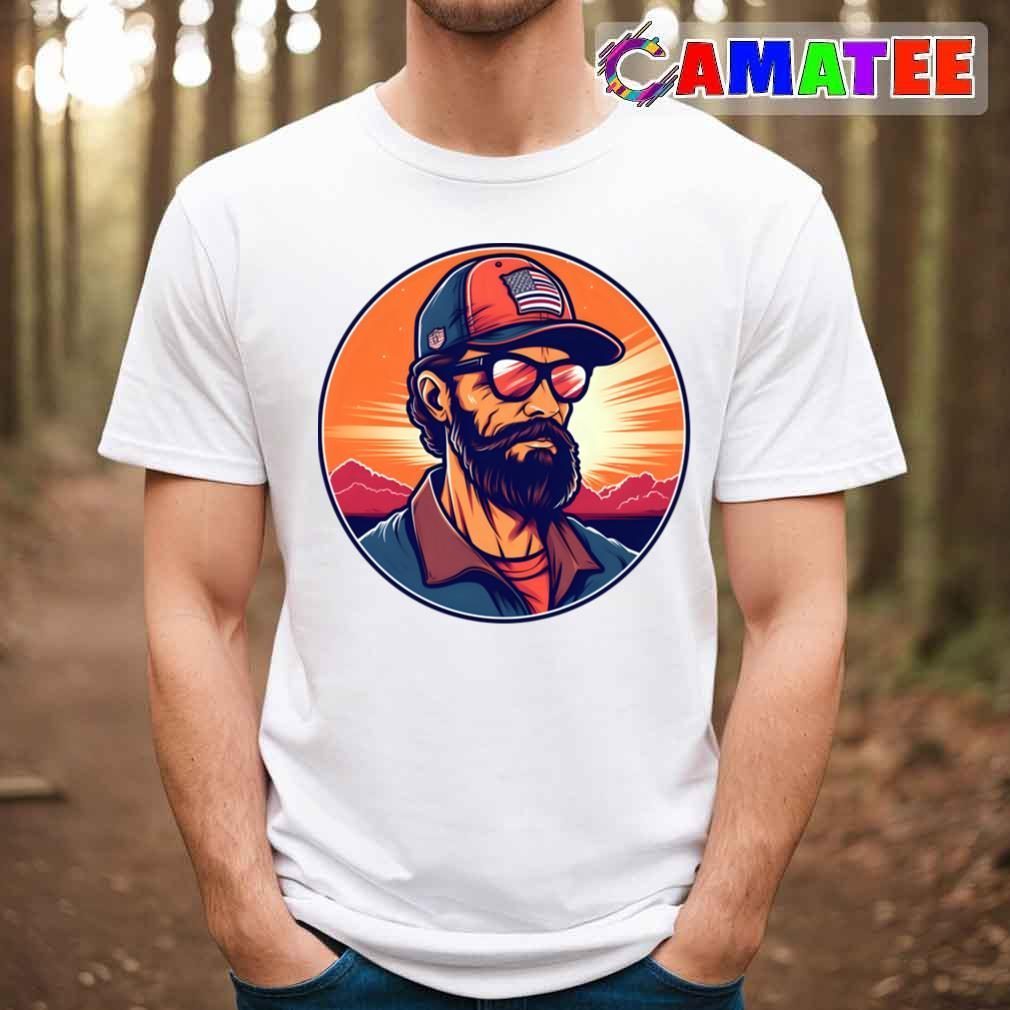 4th Of July Baseball Coach Shirt Vintage Retro Sunset Flag T-shirt Best Sale