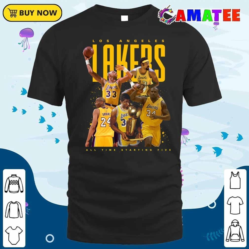 Los Angeles Lakers T-shirt, Los Angeles Lakers All Time Starting Five T-shirt Classic Shirt