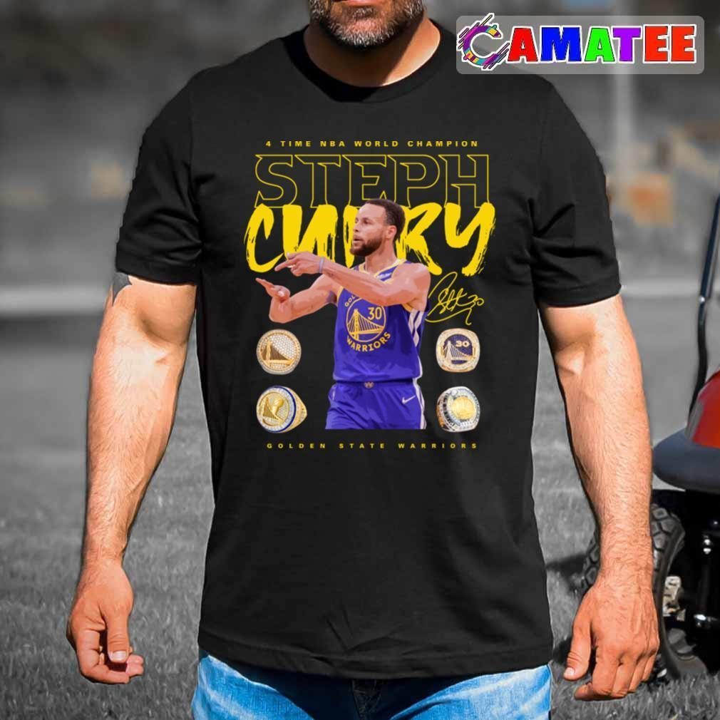 Steph Curry Golden State Warriors T-shirt, Steph Curry 4 Rings T-shirt Best Sale